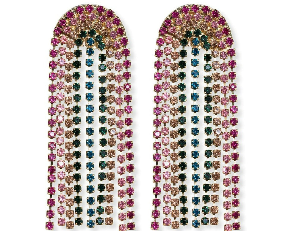 Clara waterfall stone dangle earrings-Rainbow