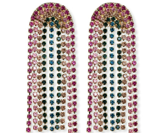 Clara waterfall stone dangle earrings-Rainbow