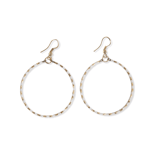 Kelly Checkered Bead Hoop Earrings