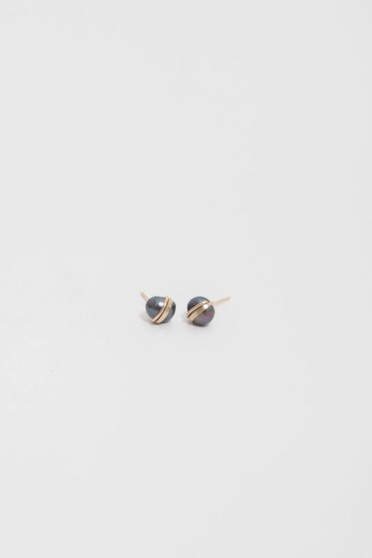 Baroque Pearl Studs - Charcoal