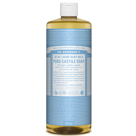 Dr Bronner's Baby Mild Pure-Castile Liquid Soap 945ml UK DELIVERY ONLY