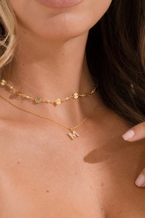 Brenda Grands Jewelry - Dainty Love Pearl Initial Necklace