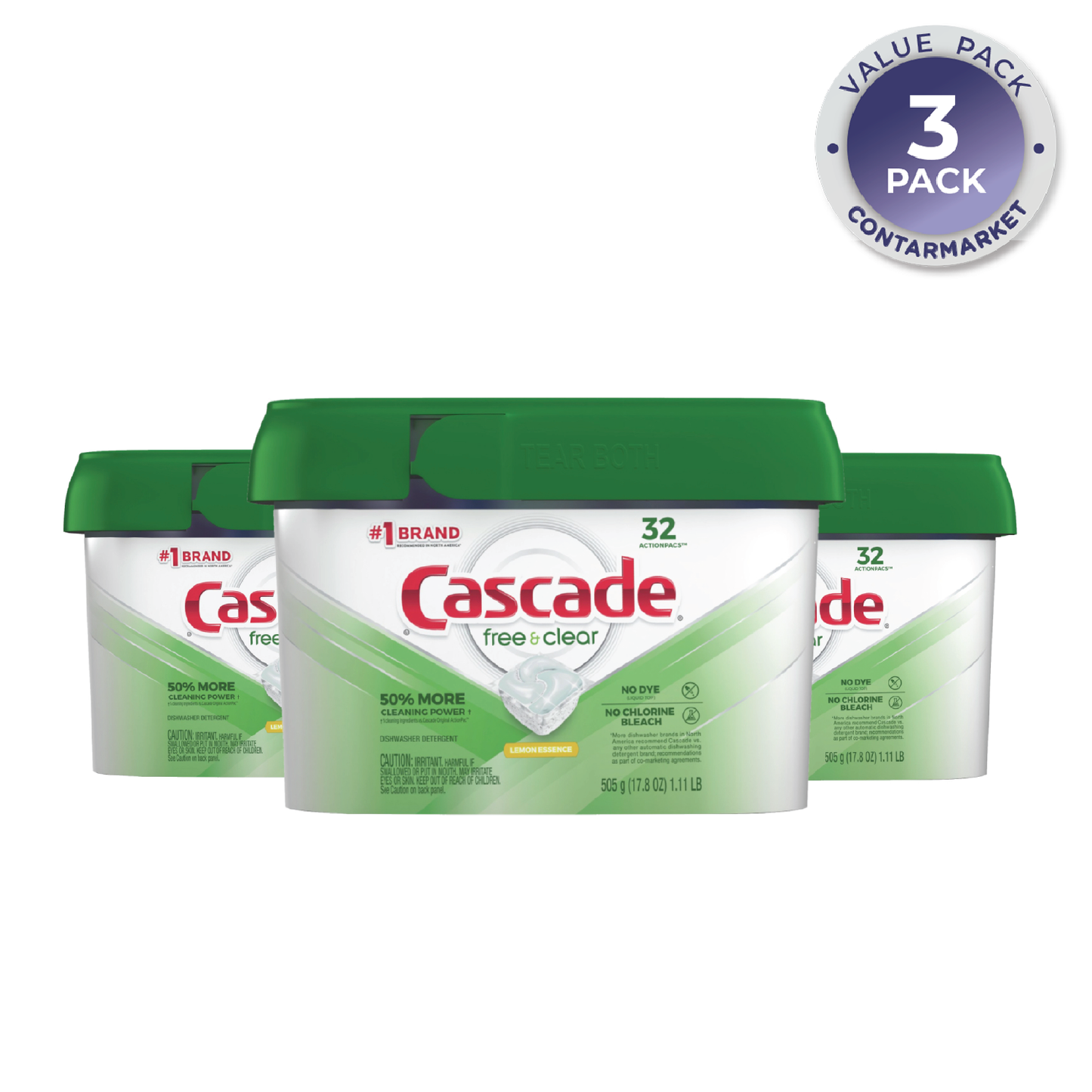 Cascade Free & Clear ActionPacs Dishwasher Detergent Pods, Lemon Essence, 36 Ct - 3 Pack