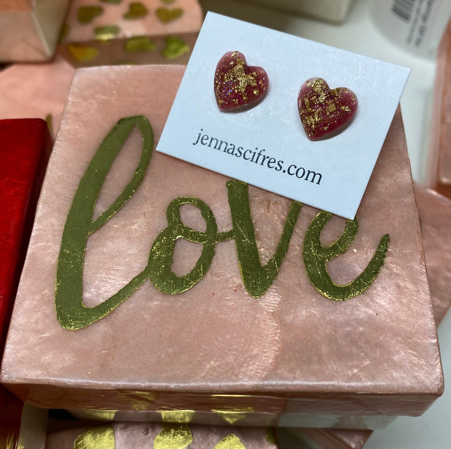 Druzy Heart Earrings Gift Set