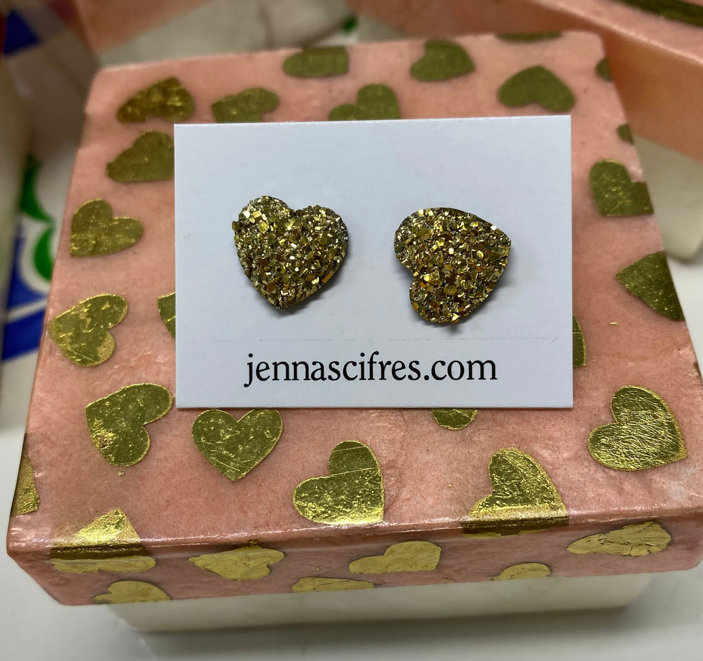 Druzy Heart Earrings Gift Set