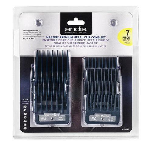 Andis Master Premium Metal Clip Comb 7pc Set