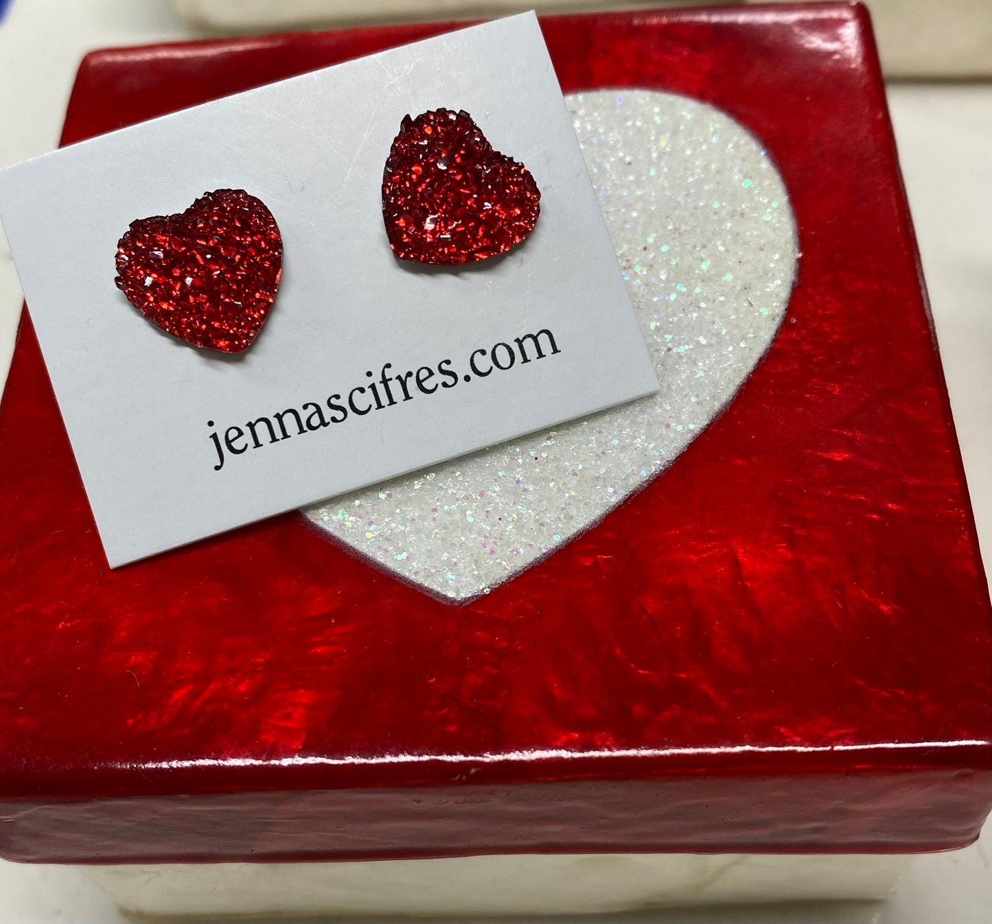 Druzy Heart Earrings Gift Set