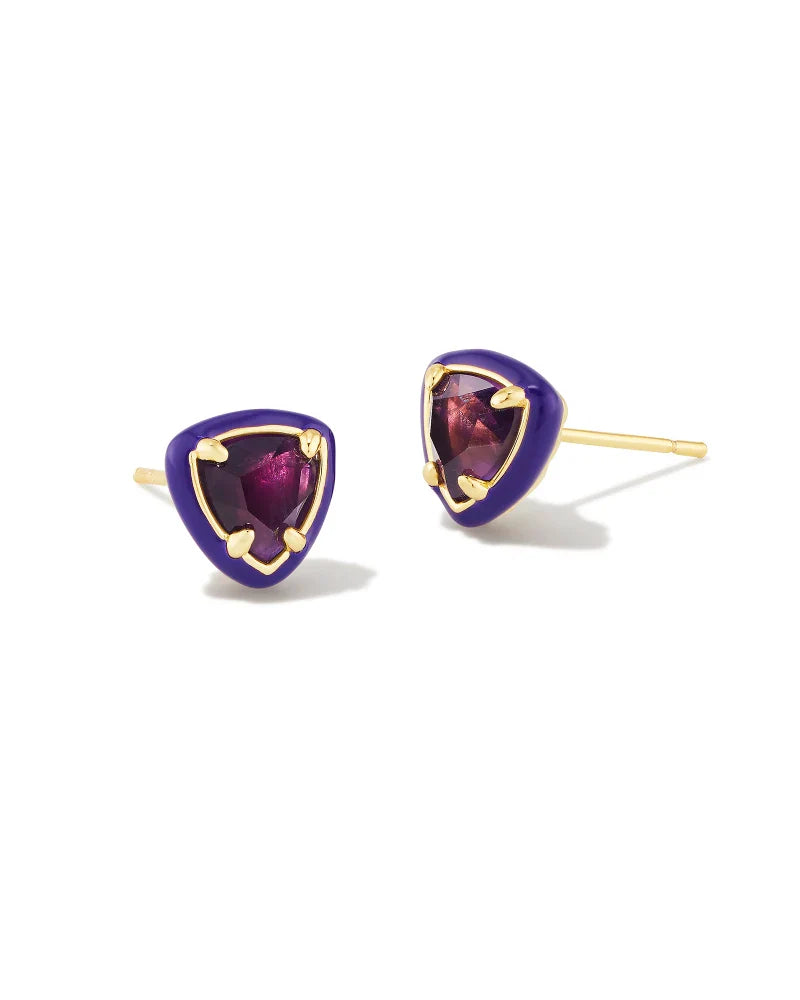 Kendra Scott Arden Gold Enamel Framed Stud Earrings In Amethyst