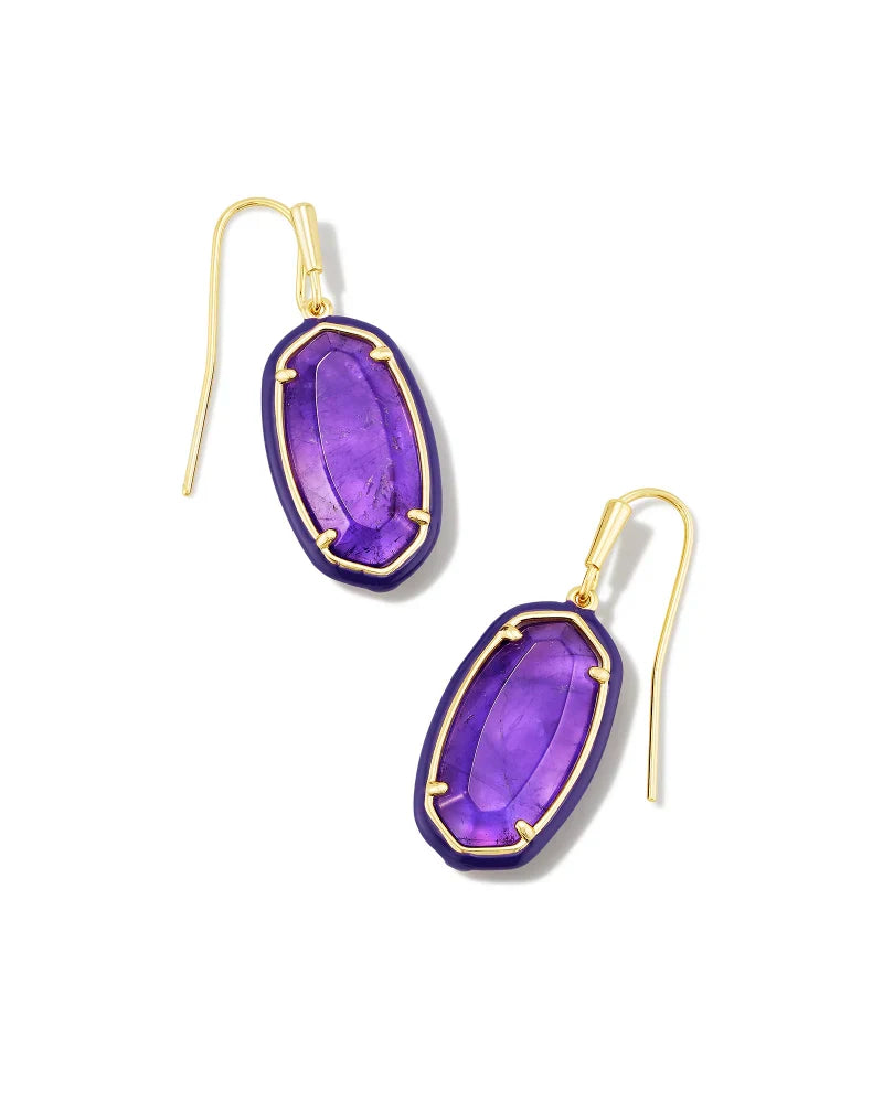 Kendra Scott Dani Gold Enamel Framed Drop Earrings In Amethyst