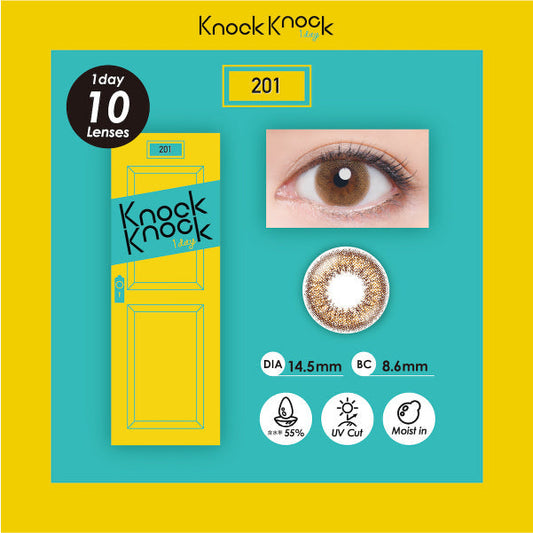 Knock Knock 201 Light Brown 1 Day Contact Lenses 10 Pack
