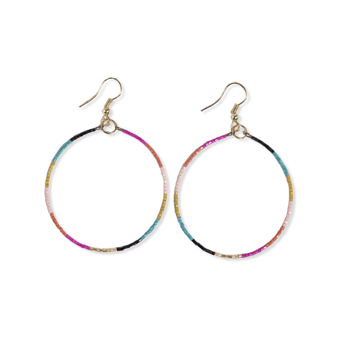 Kelly Color Block Bead Hoop Earrings