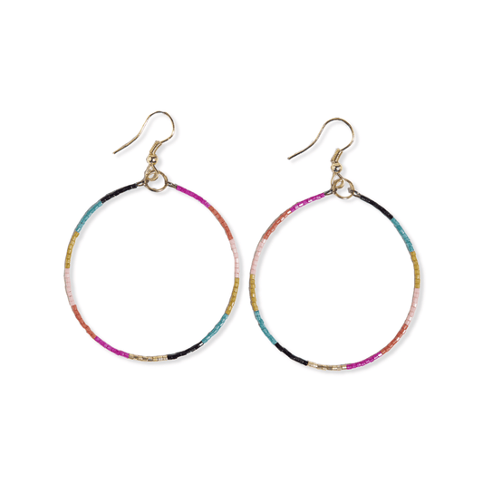 Kelly Color Block Bead Hoop Earrings