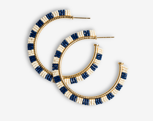 Nora Hoop Earrings- Navy