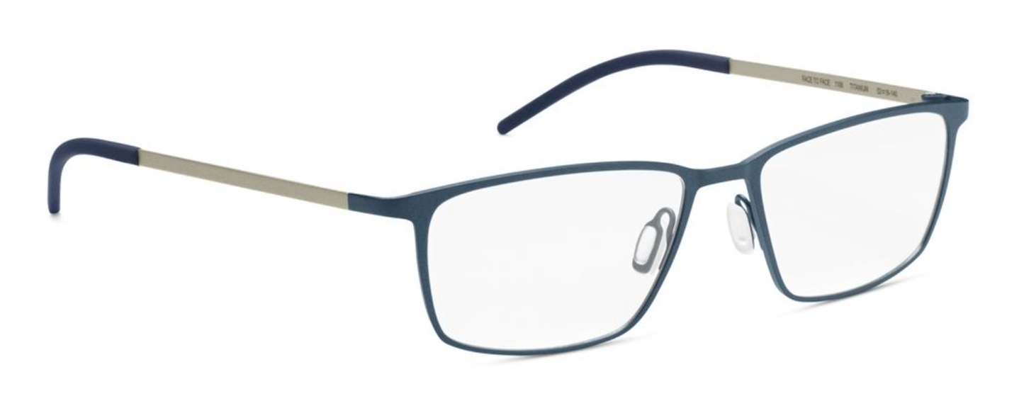 ogreen face to face handmade in japan titanium lightweight danish design clean elegant men male metal rectangle glasses eyewear eyeglasses 1108 matte navy blue silver