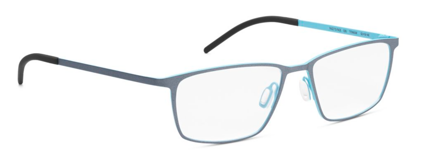 ogreen face to face handmade in japan titanium lightweight danish design clean elegant men male metal rectangle glasses eyewear eyeglasses 1250 matte silver grey blue