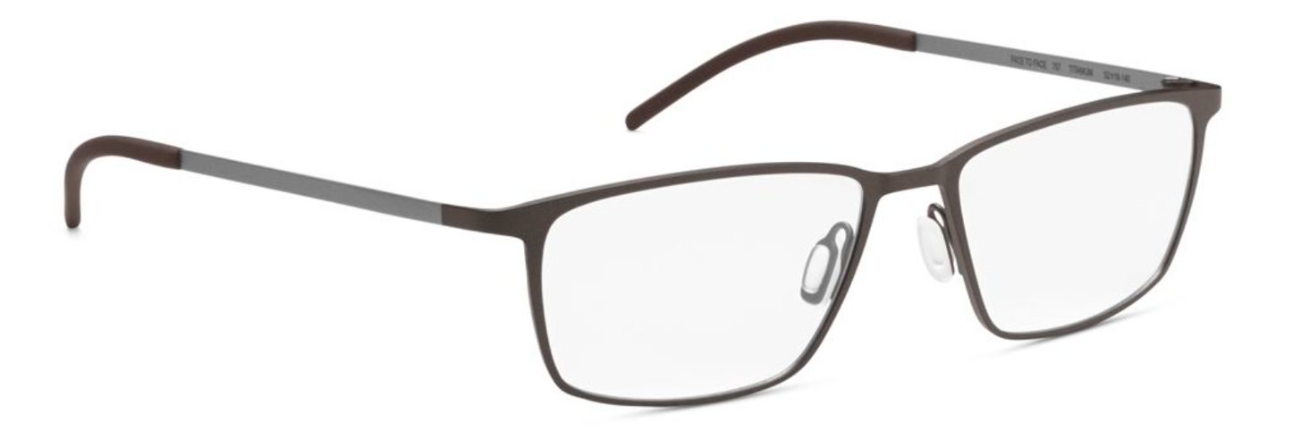 ogreen face to face handmade in japan titanium lightweight danish design clean elegant men male metal rectangle glasses eyewear eyeglasses 757 matte brown silver