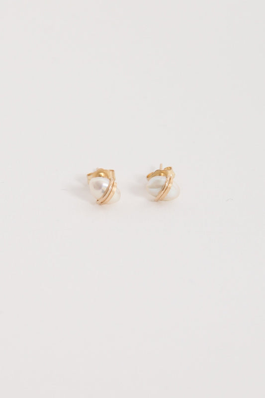Baroque Pearl Studs - White