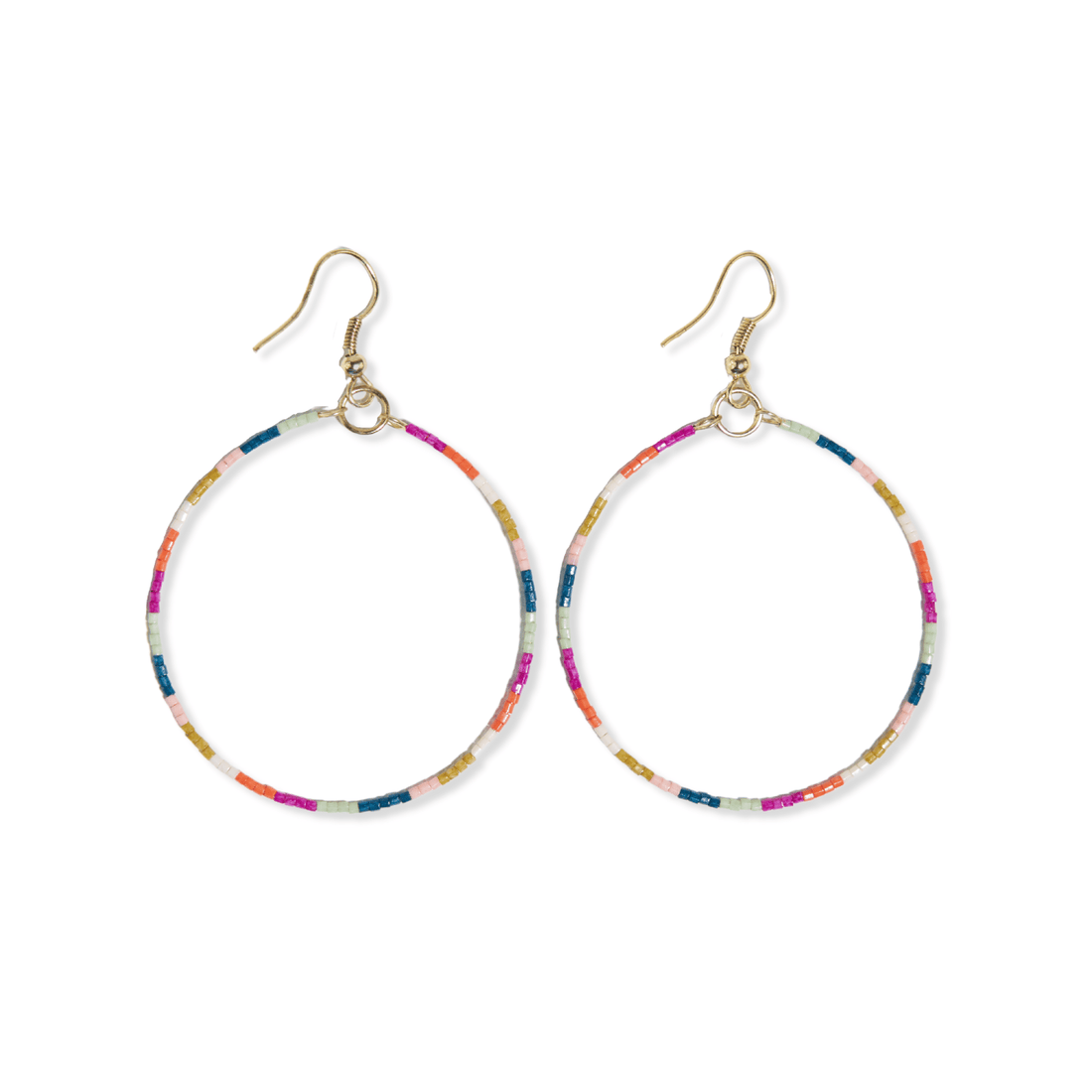 Kelly Confetti Bead Hoop Earrings