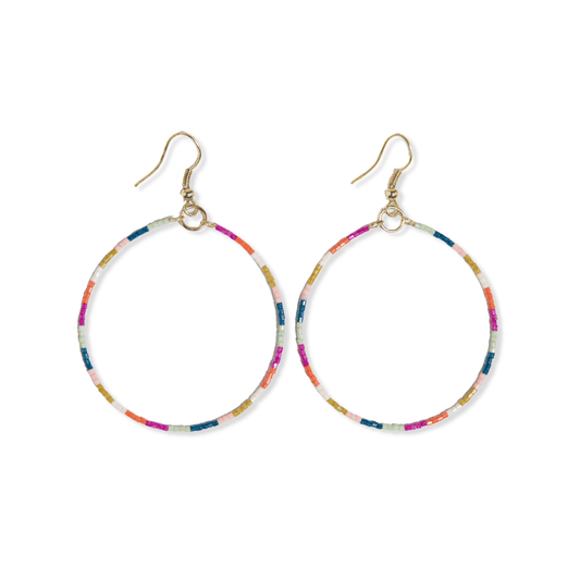 Kelly Confetti Bead Hoop Earrings