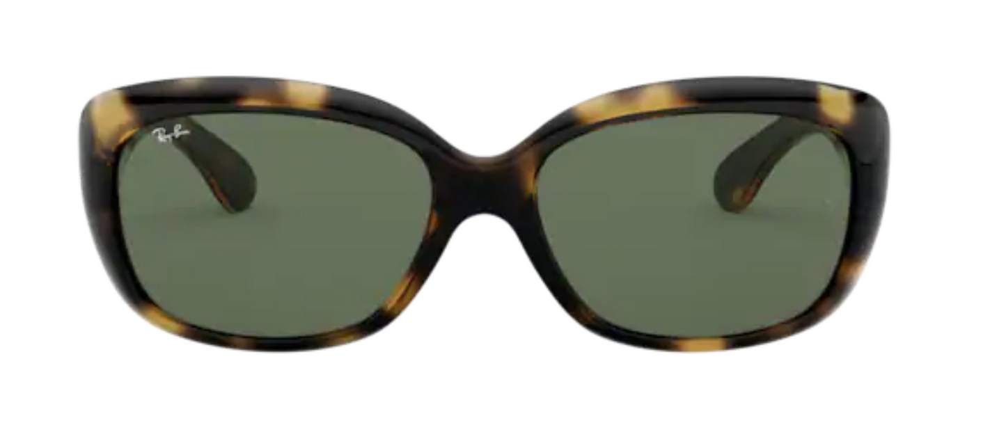 ray ban 4101 jackie ohh optical prescription eyewear sunglasses classic traditional retro cat eye trendy fashionable ladies women elegant uv400 protection shiny tortoise brown g15 green lens