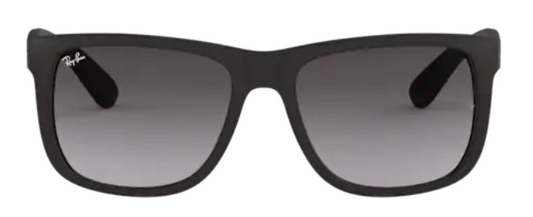 ray ban 4165 justin sunglasses matte black rubber male female boys girls trendy classic grey gradient uv400 front view
