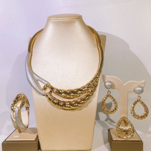 Twisted Brazilian Party Jewelry Set (Gold-Tone)