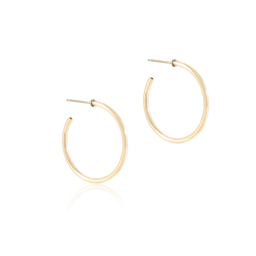 Round Gold 1.25" Post Hoop 2mm Earring Smooth
