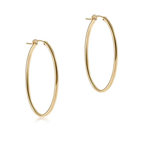 Oval Gold 2in Hoop Earrings Smooth