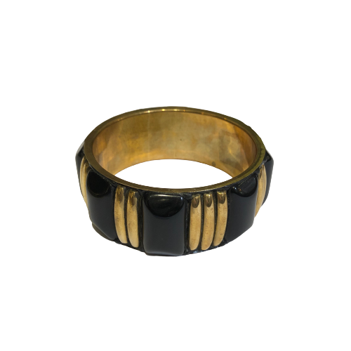 Vintage Black & Brass Stripe Bangle