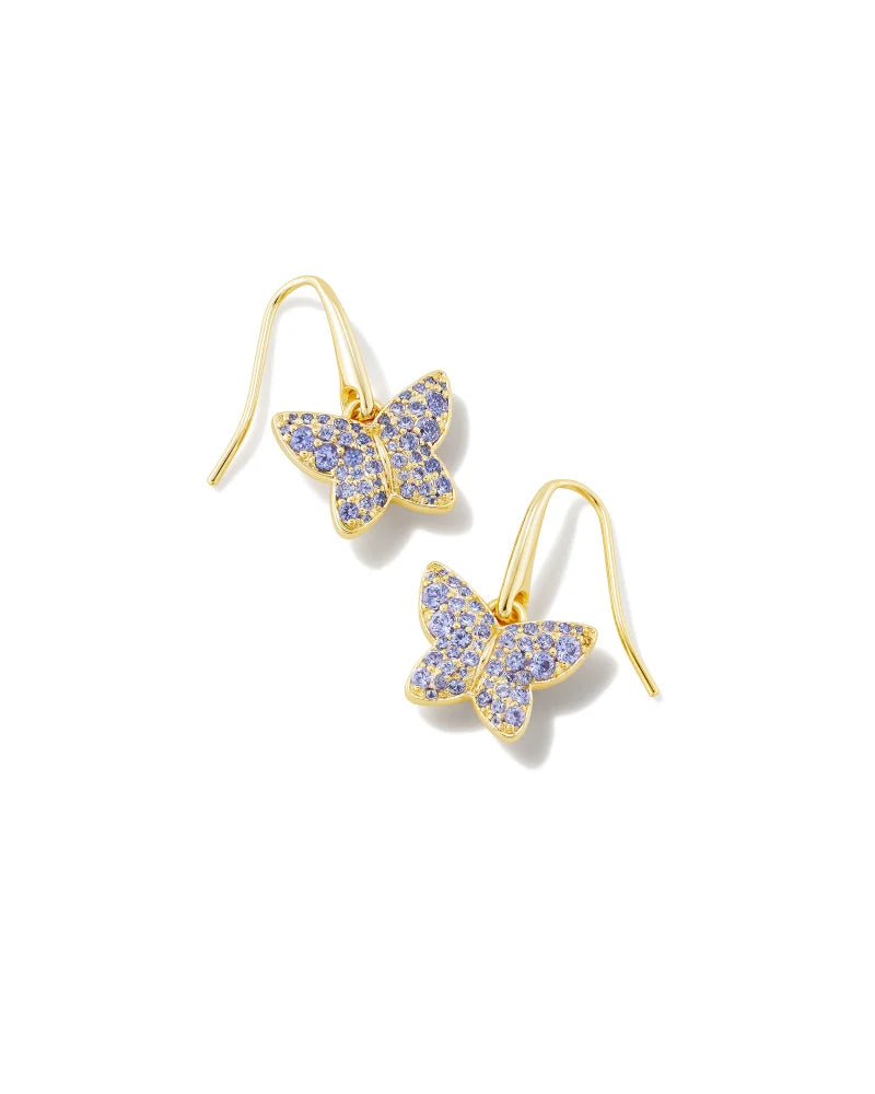 Lillia Crystal Butterfly Gold Drop Earrings