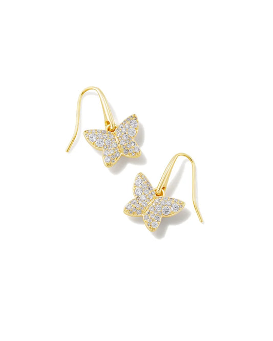 Lillia Crystal Butterfly Gold Drop Earrings