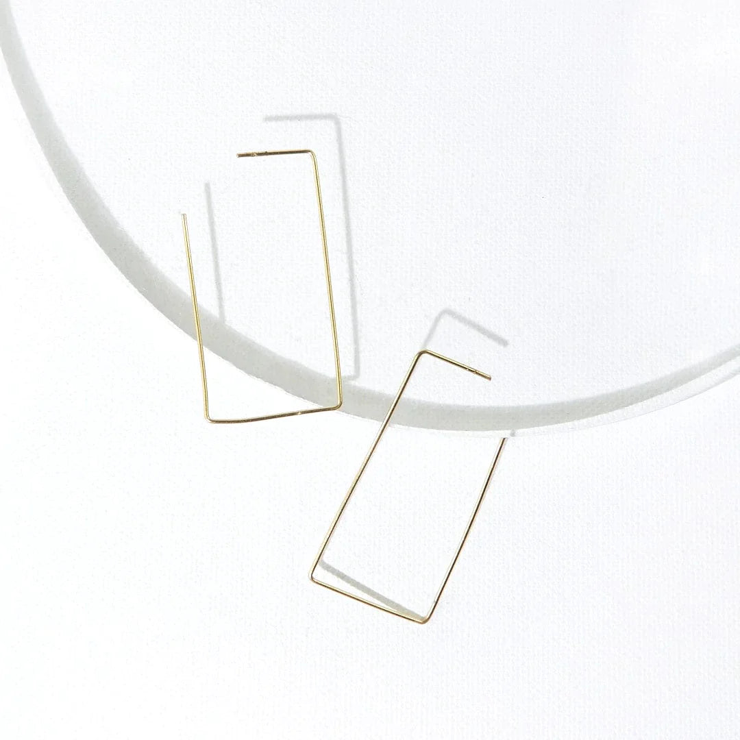 Wire Rectangle Hoop Earrings